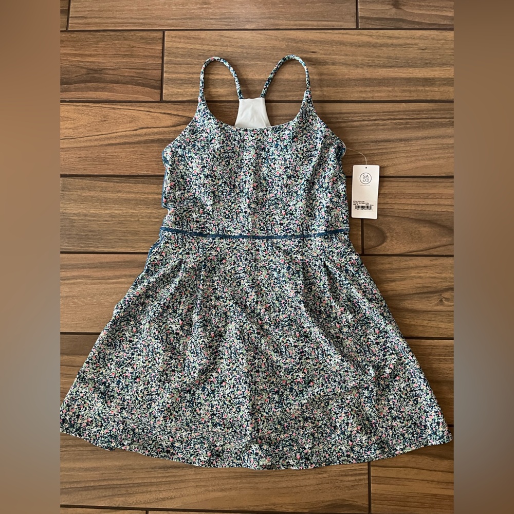 Sage Collective Floral Sleeveless Dress built in bra and shorts